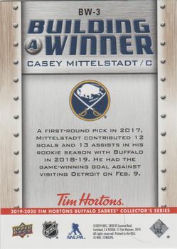 2019-20 Upper Deck Tim Hortons Buffalo Sabres - Building a Winner #BW-3 Casey Mittelstadt Back