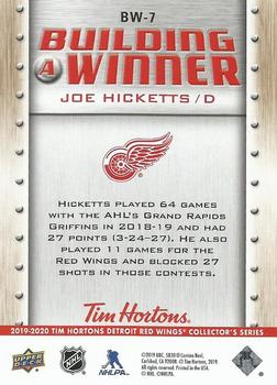 2019-20 Upper Deck Tim Hortons Detroit Red Wings - Building a Winner #BW-7 Joe Hicketts Back