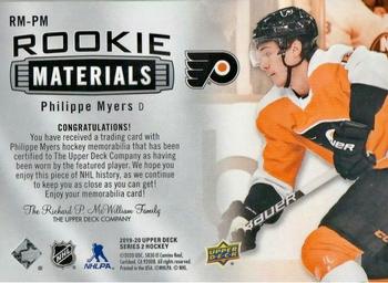 2019-20 Upper Deck - Rookie Materials #RM-PM Philippe Myers Back