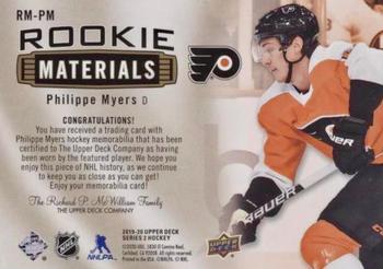 2019-20 Upper Deck - Rookie Materials Patch #RM-PM Philippe Myers Back