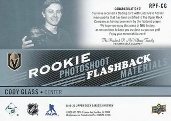 2019-20 Upper Deck - Rookie Photoshoot Flashback Materials #RPF-CG Cody Glass Back