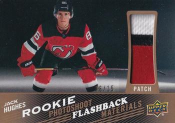 2019-20 Upper Deck - Rookie Photoshoot Flashback Materials Patch #RPF-JH Jack Hughes Front