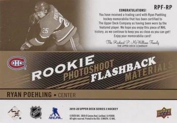2019-20 Upper Deck - Rookie Photoshoot Flashback Materials Patch #RPF-RP Ryan Poehling Back