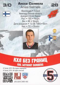 2012-13 Sereal KHL Gold Collection - KHL Without Borders #WB1-043 Anssi Salmela Back