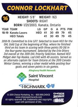 2019-20 Choice Erie Otters (OHL) #16 Connor Lockhart Back