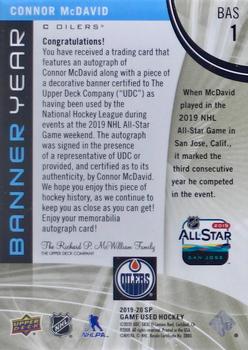 2019-20 SP Game Used - Banner Year 2019 NHL All Star Autographs #BAS-1 Connor McDavid Back