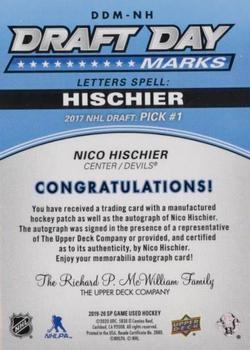 2019-20 SP Game Used - Draft Day Marks Rookies #DDM-NH Nico Hischier Back