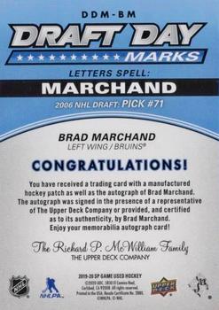 2019-20 SP Game Used - Draft Day Marks Veterans #DDM-BM Brad Marchand Back