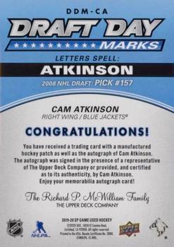 2019-20 SP Game Used - Draft Day Marks Veterans #DDM-CA Cam Atkinson Back