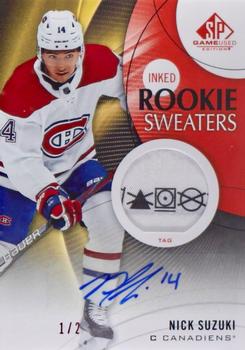 2019-20 SP Game Used - Inked Rookie Sweaters Tag #RS-SU Nick Suzuki Front