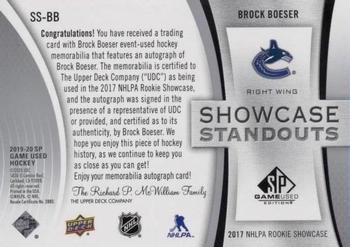 2019-20 SP Game Used - Showcase Standouts Jersey Autographs #SS-BB Brock Boeser Back