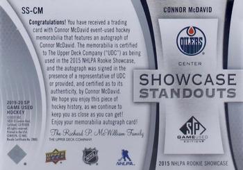 2019-20 SP Game Used - Showcase Standouts Jersey Autographs #SS-CM Connor McDavid Back