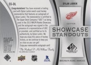 2019-20 SP Game Used - Showcase Standouts Jersey Autographs #SS-DL Dylan Larkin Back