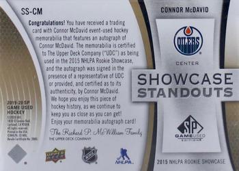 2019-20 SP Game Used - Showcase Standouts Patch Autographs #SS-CM Connor McDavid Back