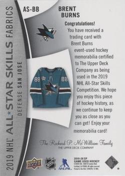 2019-20 SP Game Used - 2019 NHL All-Star Skills Fabric #AS-BB Brent Burns Back