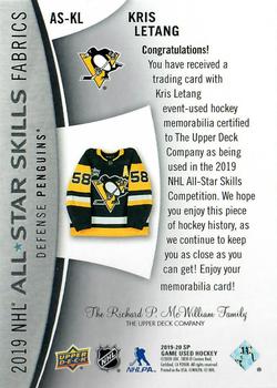 2019-20 SP Game Used - 2019 NHL All-Star Skills Fabric #AS-KL Kris Letang Back