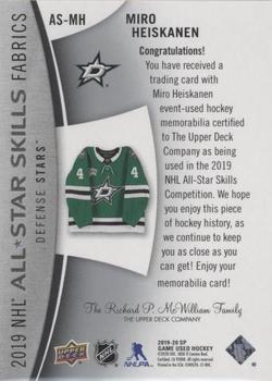 2019-20 SP Game Used - 2019 NHL All-Star Skills Fabric #AS-MH Miro Heiskanen Back