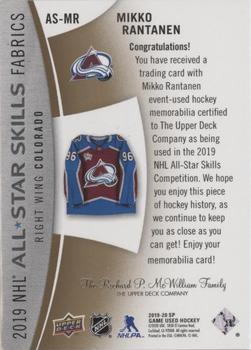 2019-20 SP Game Used - 2019 NHL All-Star Skills Fabric Patch #AS-MR Mikko Rantanen Back