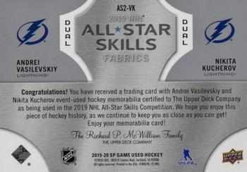 2019-20 SP Game Used - 2019 NHL All-Star Skills Fabric Duals #AS2-VK Andrei Vasilevskiy / Nikita Kucherov Back