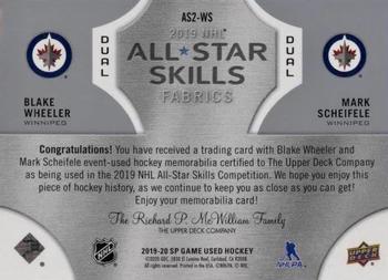 2019-20 SP Game Used - 2019 NHL All-Star Skills Fabric Duals #AS2-WS Blake Wheeler / Mark Scheifele Back
