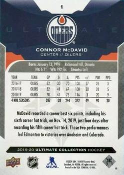 2019-20 Upper Deck Ultimate Collection #1 Connor McDavid Back