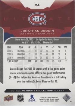 2019-20 Upper Deck Ultimate Collection #24 Jonathan Drouin Back
