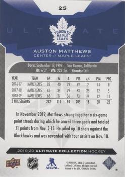 2019-20 Upper Deck Ultimate Collection #25 Auston Matthews Back