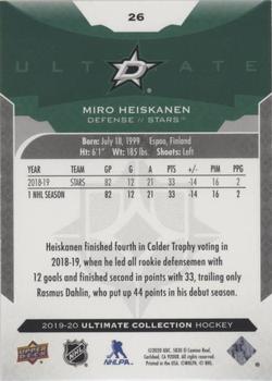 2019-20 Upper Deck Ultimate Collection #26 Miro Heiskanen Back