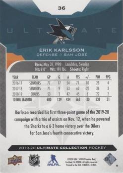 2019-20 Upper Deck Ultimate Collection #36 Erik Karlsson Back