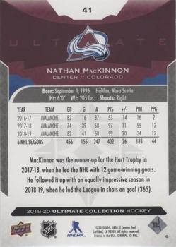 2019-20 Upper Deck Ultimate Collection #41 Nathan MacKinnon Back