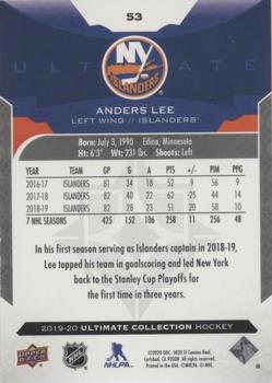 2019-20 Upper Deck Ultimate Collection #53 Anders Lee Back