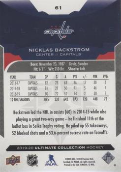 2019-20 Upper Deck Ultimate Collection #61 Nicklas Backstrom Back
