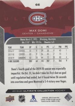2019-20 Upper Deck Ultimate Collection #66 Max Domi Back