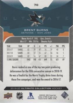 2019-20 Upper Deck Ultimate Collection #70 Brent Burns Back