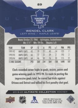 2019-20 Upper Deck Ultimate Collection #89 Wendel Clark Back