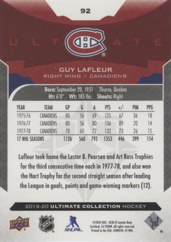 2019-20 Upper Deck Ultimate Collection #92 Guy Lafleur Back