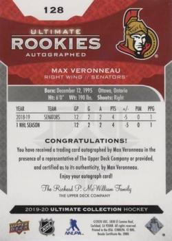 2019-20 Upper Deck Ultimate Collection #128 Max Veronneau Back