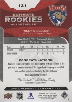 2019-20 Upper Deck Ultimate Collection #131 Riley Stillman Back