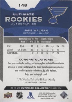 2019-20 Upper Deck Ultimate Collection #148 Jake Walman Back