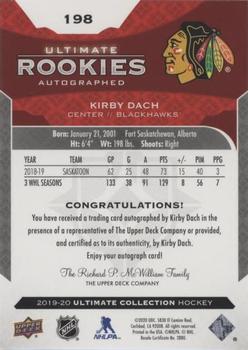 2019-20 Upper Deck Ultimate Collection #198 Kirby Dach Back