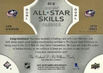 2019-20 SP Game Used - 2019 NHL All-Star Skills Fabric Duals Patch #AS2-AJ Cam Atkinson / Seth Jones Back