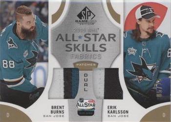 2019-20 SP Game Used - 2019 NHL All-Star Skills Fabric Duals Patch #AS2-BK Brent Burns / Erik Karlsson Front