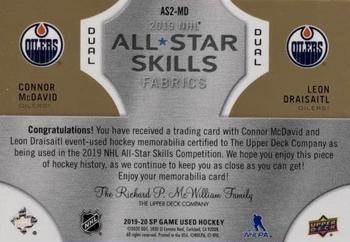 2019-20 SP Game Used - 2019 NHL All-Star Skills Fabric Duals Patch #AS2-MD Connor McDavid / Leon Draisaitl Back