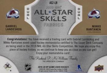 2019-20 SP Game Used - 2019 NHL All-Star Skills Fabric Duals Patch #AS2-LR Gabriel Landeskog / Mikko Rantanen Back
