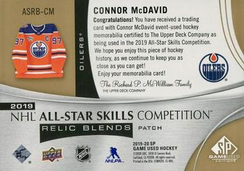 2019-20 SP Game Used - 2019 NHL All-Star Skills Relic Blends Patch #ASRB-CM Connor McDavid Back