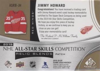 2019-20 SP Game Used - 2019 NHL All-Star Skills Relic Blends Patch #ASRB-JH Jimmy Howard Back