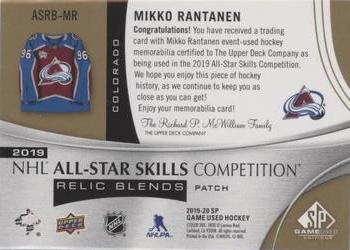2019-20 SP Game Used - 2019 NHL All-Star Skills Relic Blends Patch #ASRB-MR Mikko Rantanen Back