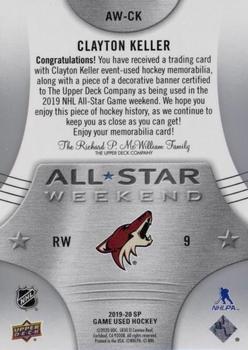 2019-20 SP Game Used - 2019 NHL All-Star Weekend Banner/Jersey #AW-CK Clayton Keller Back