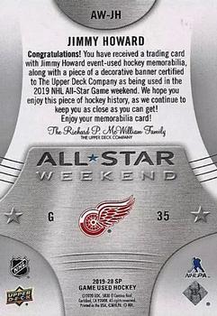 2019-20 SP Game Used - 2019 NHL All-Star Weekend Banner/Jersey #AW-JH Jimmy Howard Back
