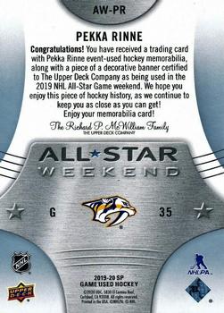 2019-20 SP Game Used - 2019 NHL All-Star Weekend Banner/Jersey #AW-PR Pekka Rinne Back